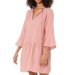 The Drop Women's Summer Gauze Bell Sleeve Mini Dress Size Small Color Rosette